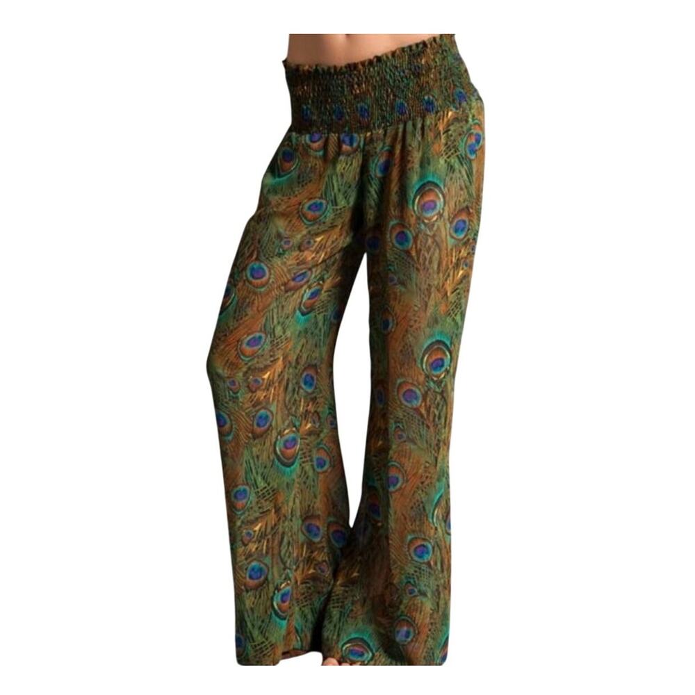 Show me you Mumu S/M original Peacock sheer Tipsy pant cover up SW2 2841